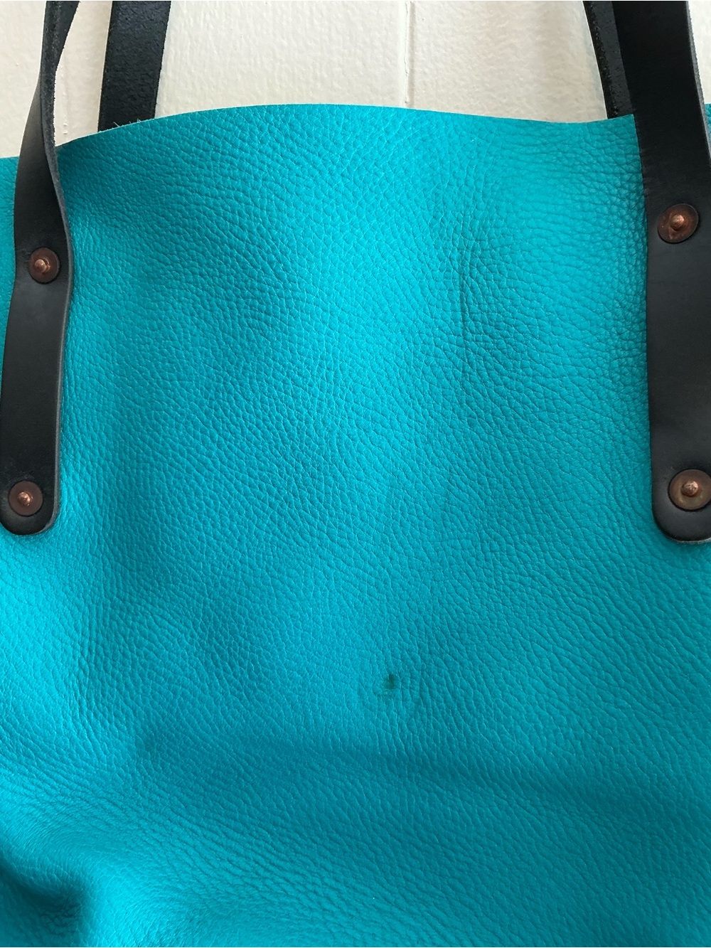 Rare Go Forth Goods Avery Handmade Leather Large Turquoise Blue Handbag Tote Bag - Picture 6 of 7